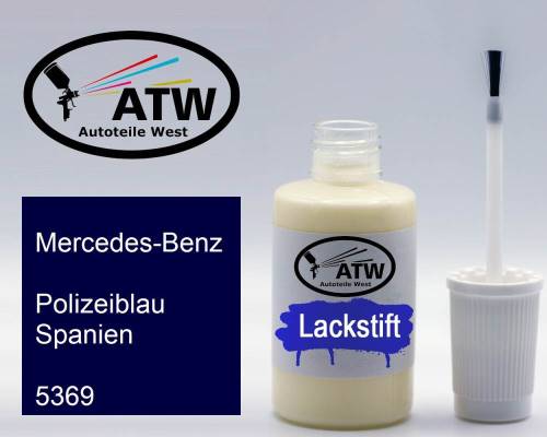 Mercedes-Benz, Polizeiblau Spanien, 5369: 20ml Lackstift, von ATW Autoteile West.